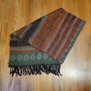 Southwestern Striped Fringed Scarf Shawl Wrap Western‎ Warm Cozy  20 x 72